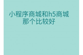 小程序商城和h5商城那个比较好？
