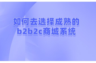 如何去选择成熟的b2b2c商城系统